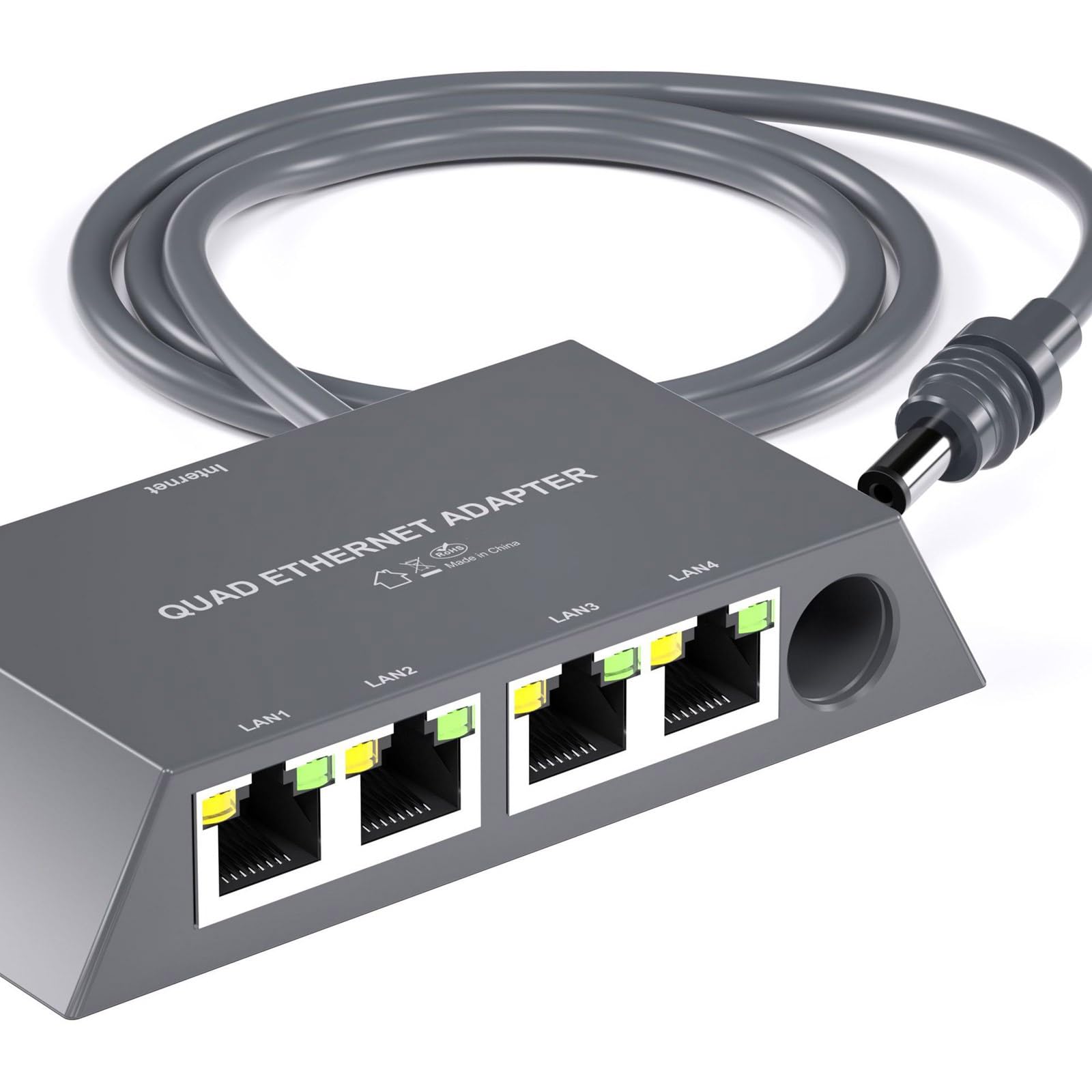 Adattatore multiplo con cavo, 4 porte Gigabit, configurazioni facili per streaming Internet stabile e estensione Ethernet di gioco