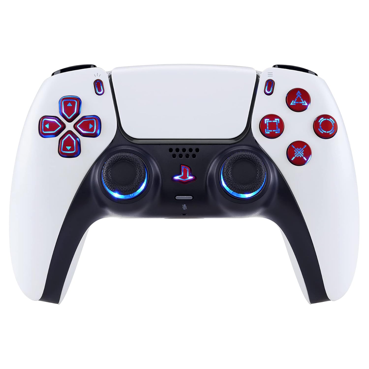 eXtremeRate Multi-Colors Luminated Dpad Thumbstick Share Home Face Buttons for PS5 Controller BDM-010 020, Scarlet Red Classical Symbols Buttons DTF V3 LED Kit for PS5 Controller - Without Controller - Image 8