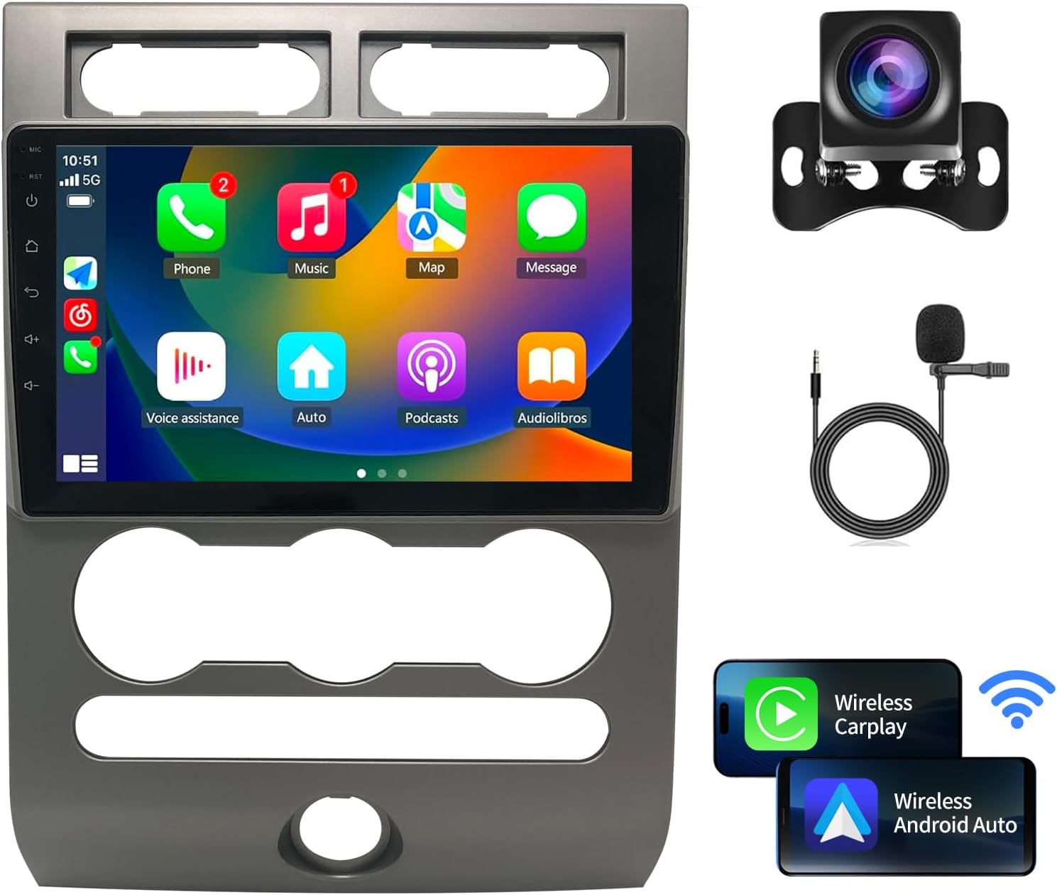 Car Radio for Ford Expedition 2006-2017 Stereo Upgrade Android 14 9 inch Touch Screen 4+32G Wireless CarPlay & Android Auto Support GPS Mirror Link Bluetooth 4G WiFi DSP SWC FM/AM (for Manual AC)