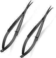 Shynai 2-Pack 4.7" Curved Embroidery Scissors - Stainless Steel Precision Tip for Sewing, Crafting & Eyebrow Trimming (Black)