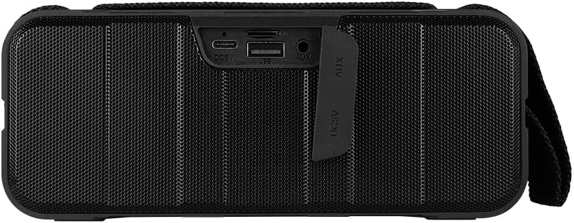 Bag view of the Vorago BSP-500-V2 Bluetooth speaker with port cover