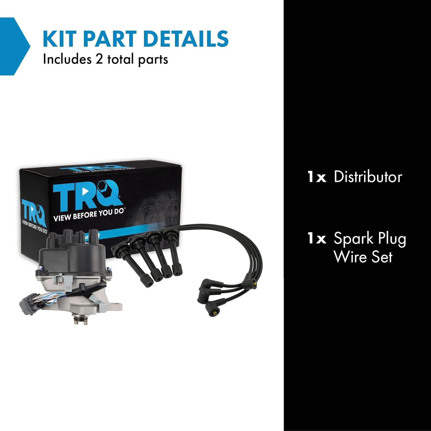 TRQ Ignition Coil Kit 2 Piece Distributor Compatible with 1999-2000 Honda Civic