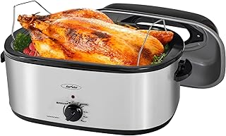 Sunvivi 22 quart Electric Roaster with Removable Pan, 26 lb Electric Turkey Roaster Oven with Visible & Self-Basting Lid,Large Roaster with Removable Pot and Cool-Touch Handles