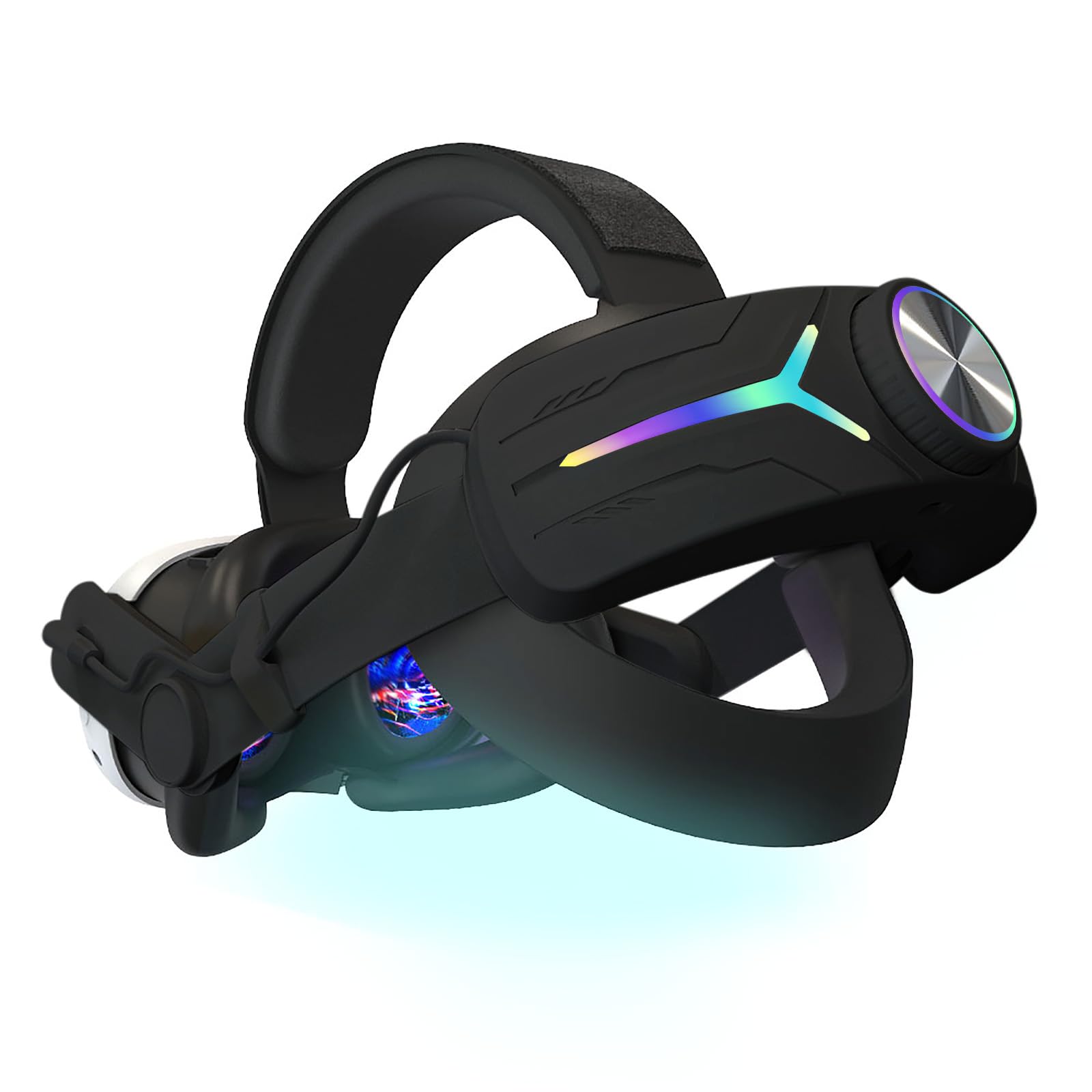 Head Strap Battery Pack for Meta Quest 3， with Extended 12000mah Battery Pack，with RGB Light(Compatible with Meta Quest 3S) - Black