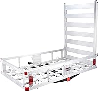 VEVOR 50x29.5x8.7 Inch Aluminum Hitch Cargo Carrier - 500 lbs Capacity Basket with Folding Ramp, Fits 2" Receiver for SUV Truck Camping