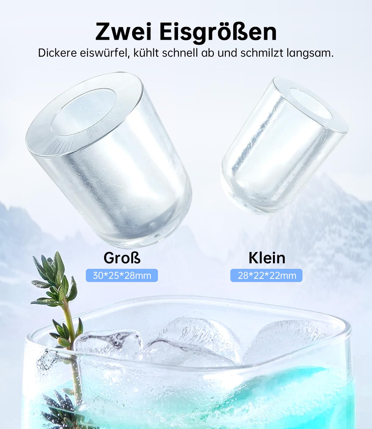 WIE Eiswürfelmaschine, 15KG Eiswürfelbereiter Ice Maker, 9 Würfel in 6 Min, Eiswürfelmaschinen mit Tragbarem Griff, Silber, Eiswürfelbereiter für Zuhause/Küche/Büro/Wohnmobil