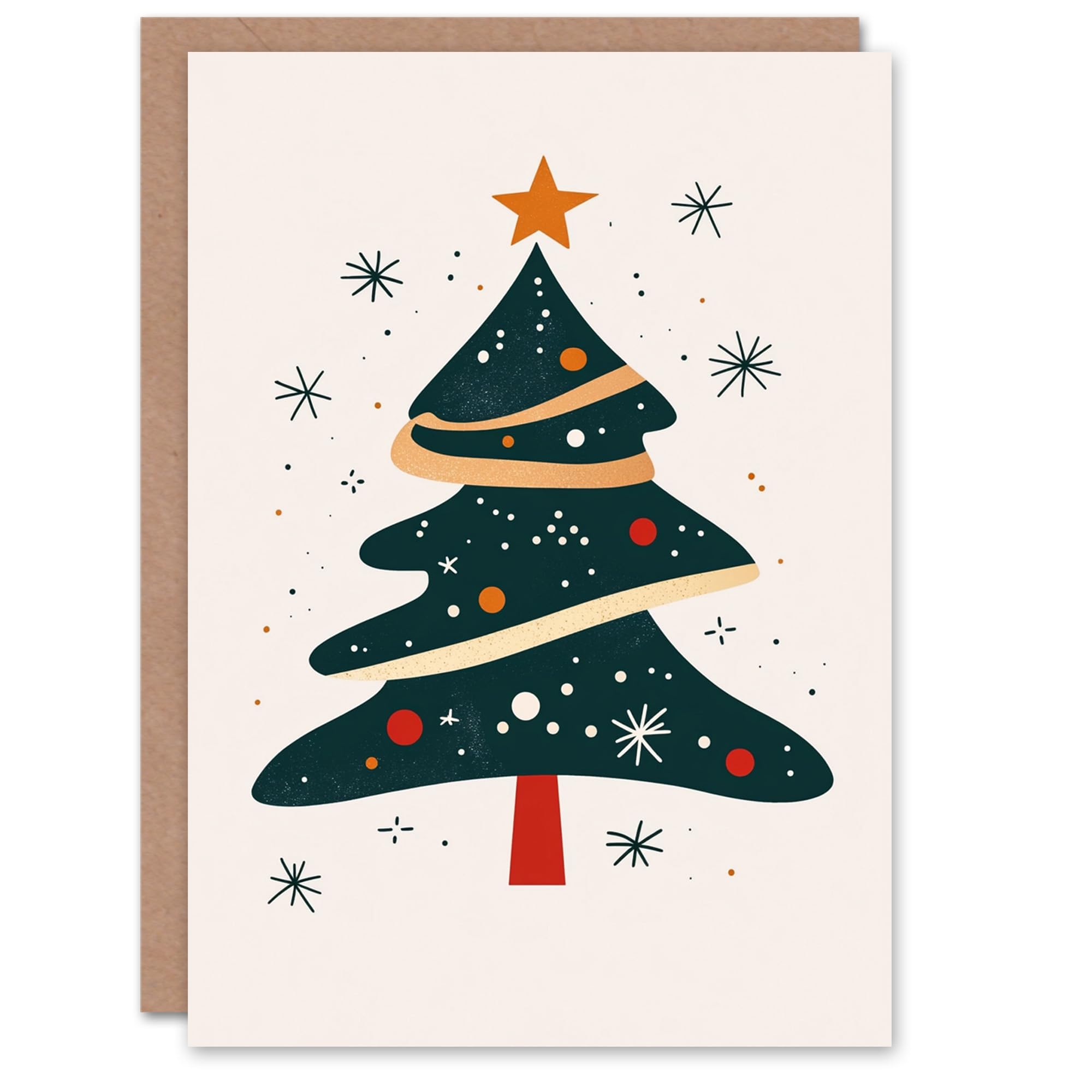 Wee Blue Coo Greeting Card Abstract Decorated Tree Bright Fun Modern Blank For Him Or Her Art Xmas Christmas Card