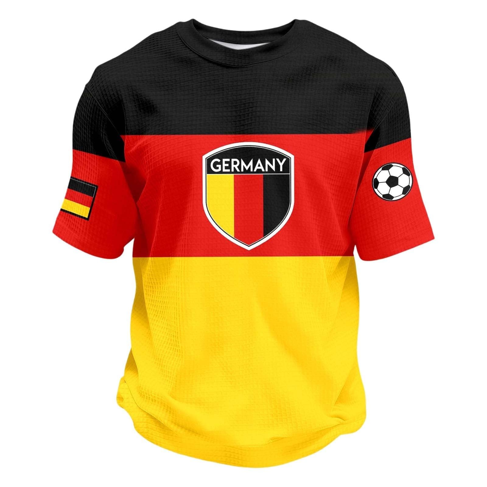 Mens World Cup Tops 2026,Germany Football World Cup Shirt 2026 for Men Crew Neck T-Shirts Lightweight Short Sleeve with German Flag Printed Summer Causal Tees for Germany Team Support Outfit Yellow — image 1