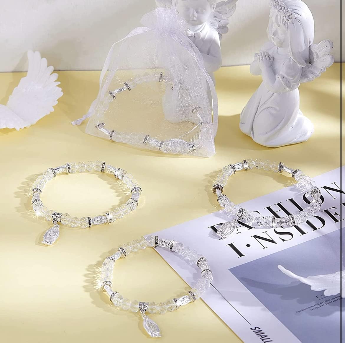 10 Lettres Ange En Mousse Rose - Décoration Baptême Fille, Faveurs De Fête, Souvenirs (recuerdos)