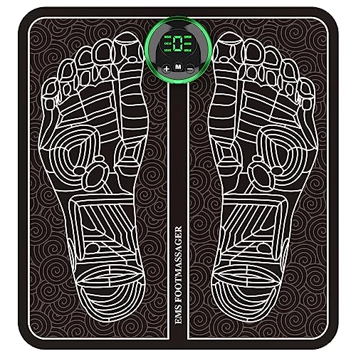 Rotsha EMS Foot Massager Mat - Electric Feet Massage Pad Acupressure Calves Circulation Machine Fatigue Sore Feet Pain Relief Device Relaxation Gifts for Women Men, Black