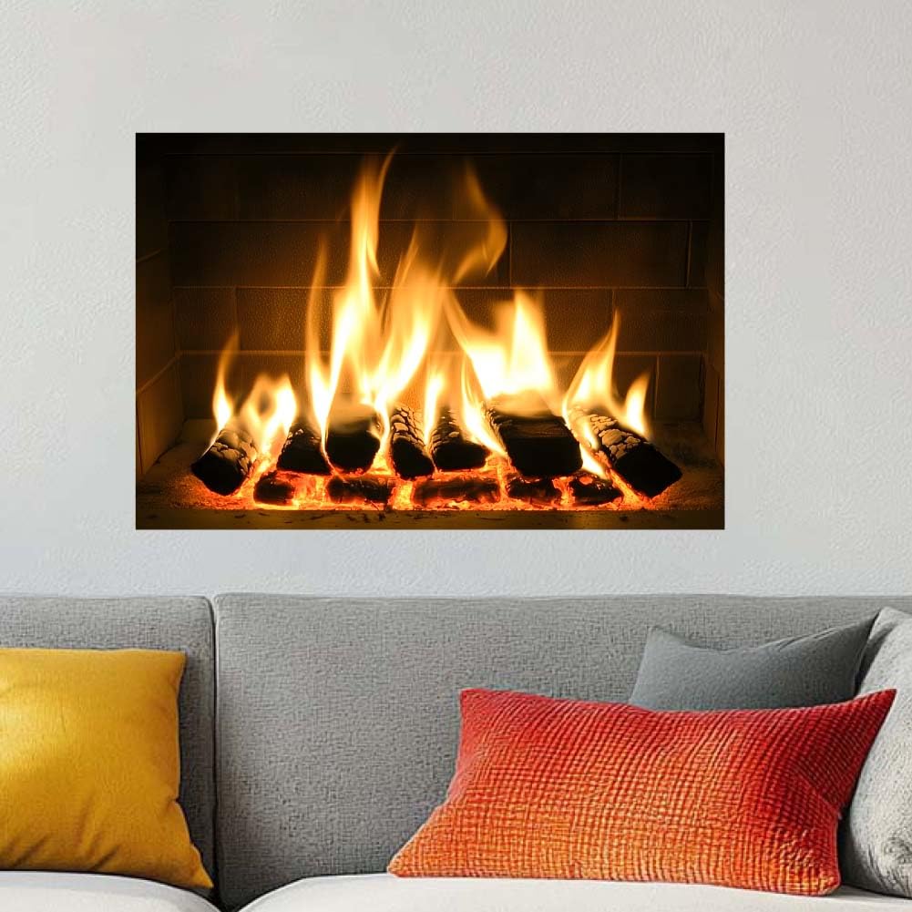 3D Pegatinas de Pared Chimenea Fogata Arte de Pared 3D Fogata Calcomanía de Pared Despegar y Pegar Decoración de Vinilo para Sala de Estar Dormitorio Sala de Juegos Hogar Decoración de Pared