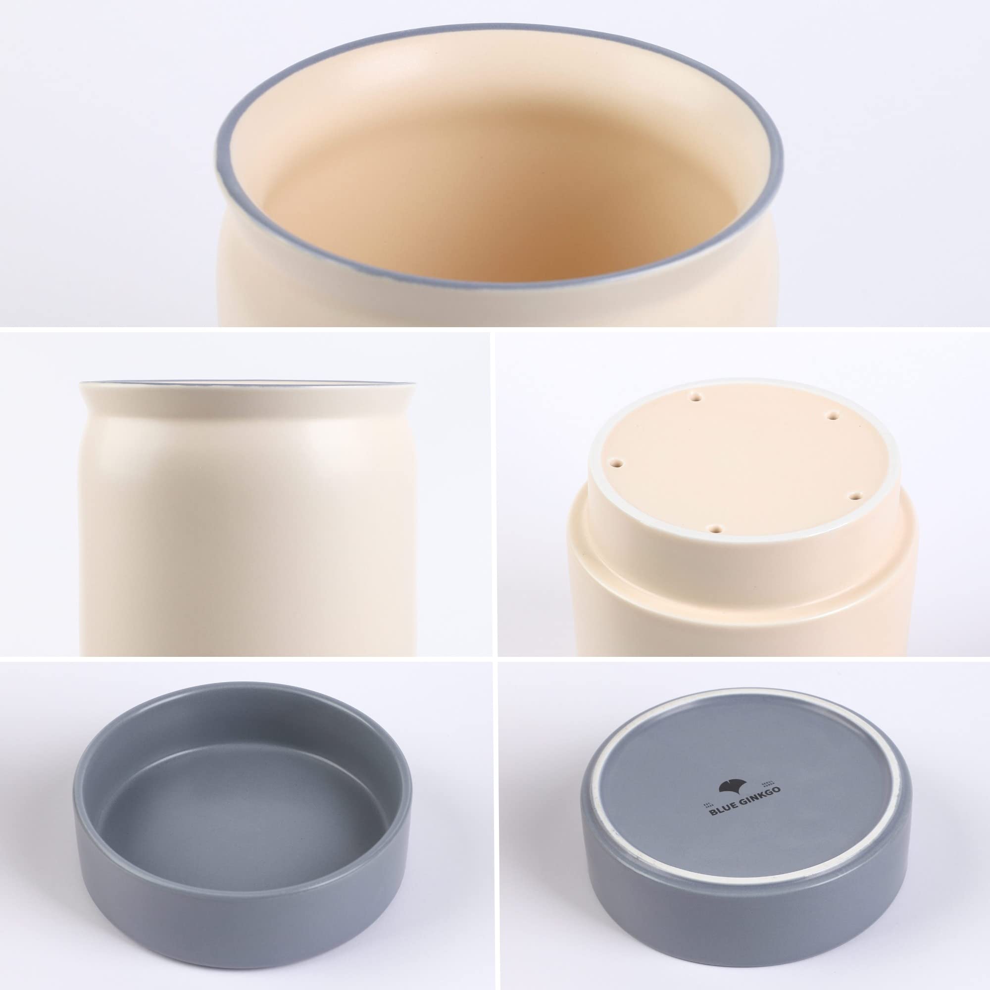 BLUE GINKGO Kitchen Utensil Holders Set of 2 Ceramic Utensil