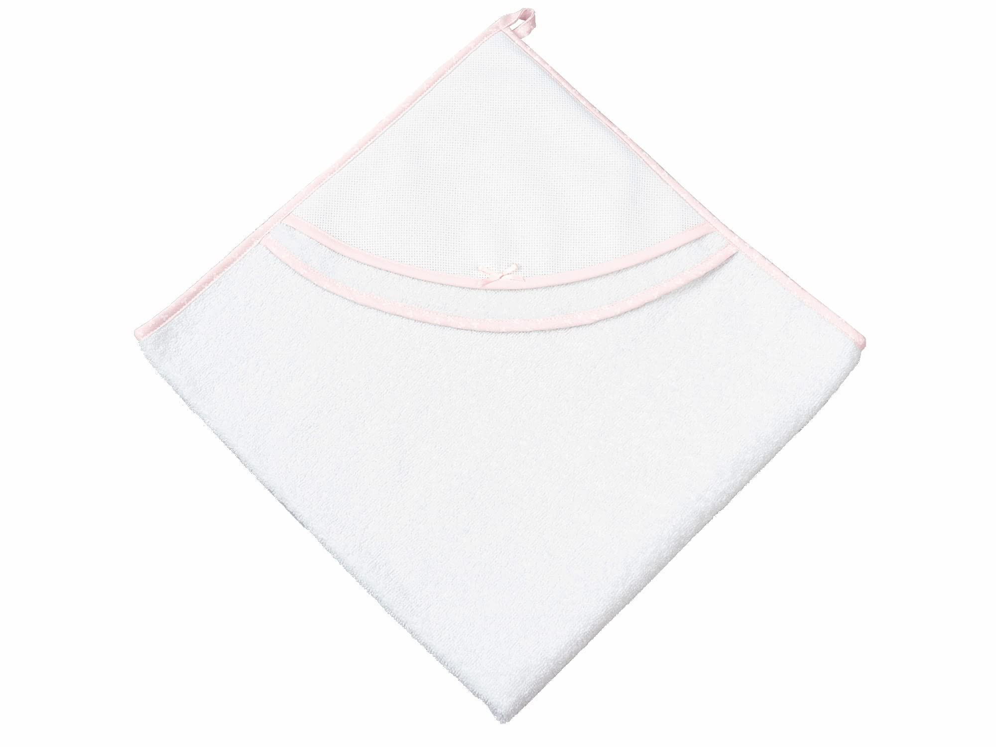 FILET - Ensemble de bain 3 pièces à broder, Peignoir Triangle, Trousse de toilette, Bavoir, Idée cadeau originale pour bébés, Made in Italy, Couleur Rose