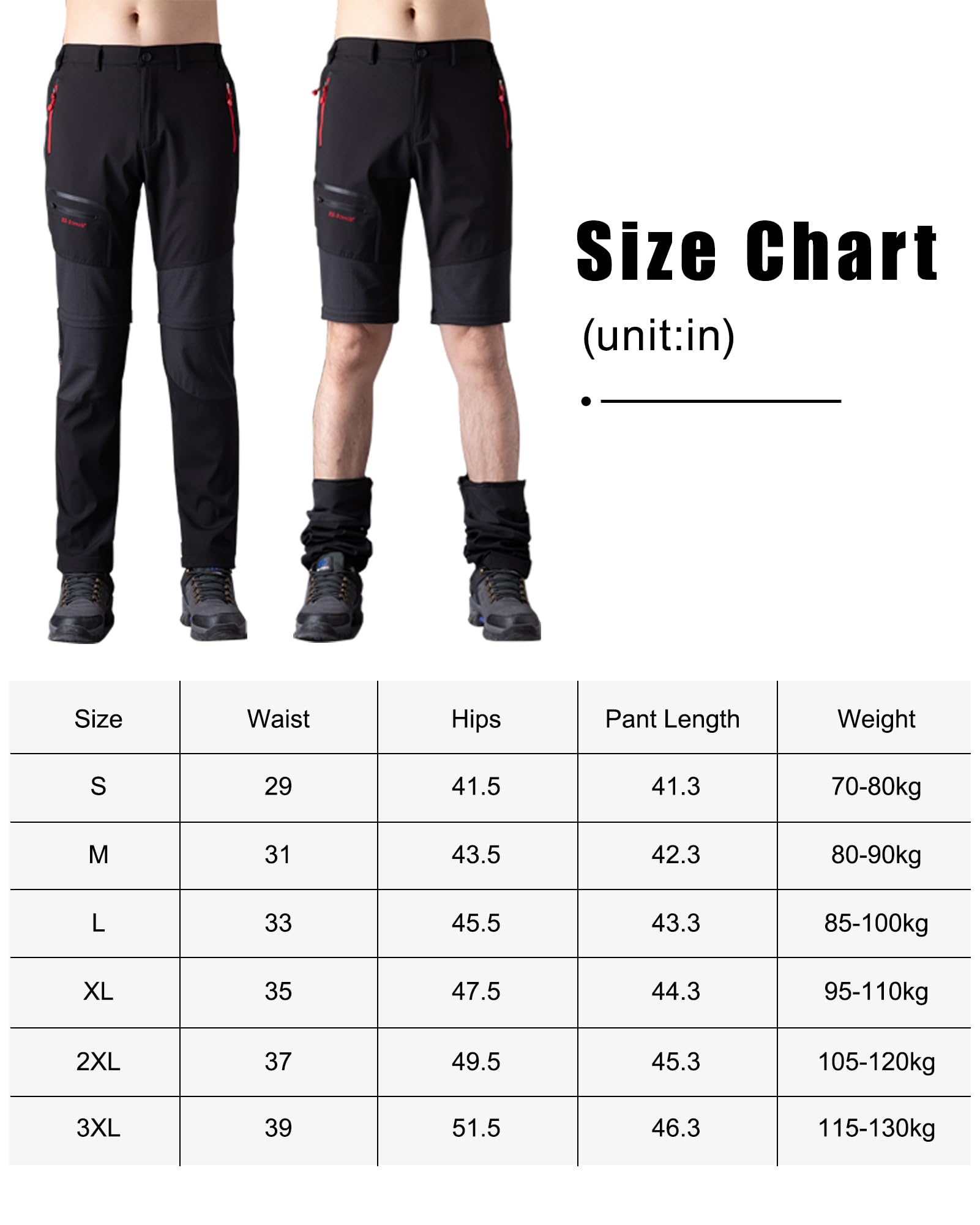 SANMIO - Pantalones de Trekking para Hombre, Pantalones funcionales, Softshell Impermeable, Pantalones al Aire Libre, Pantalones de Trekking Transpirables a Prueba de Viento