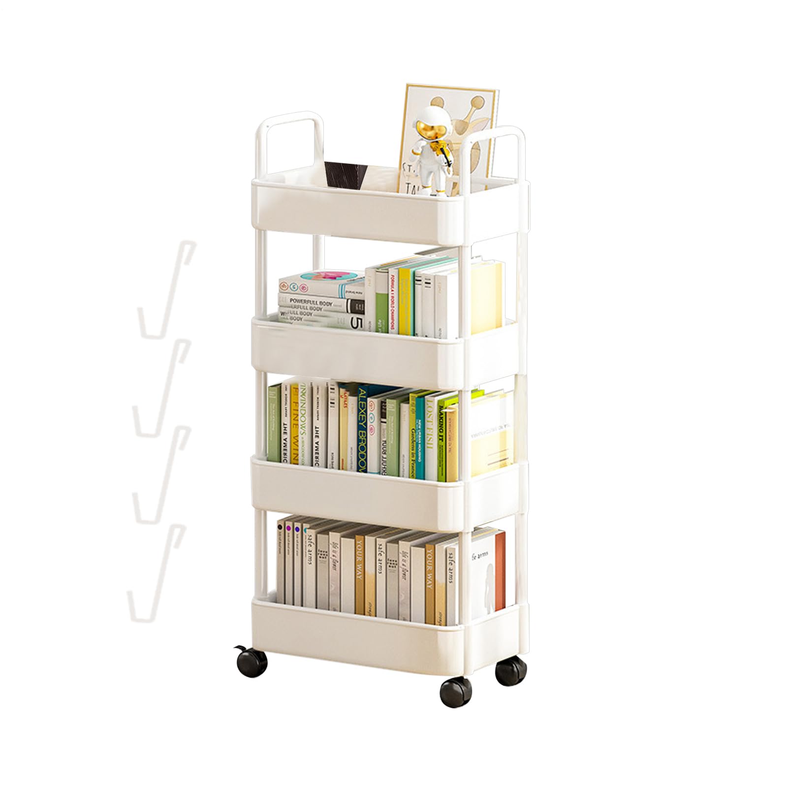 Carrello di rotolamento 'organizzatore di utility - Scaffale di stoccaggio | mobile, snack a più livello | 3 Porta laminatoio da 4 con ganci a ruote per la configurazione delle forniture per