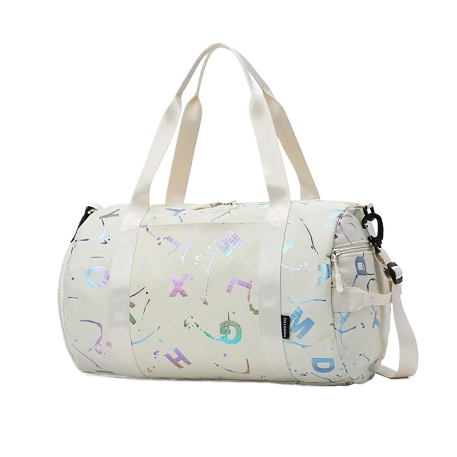 Sac à bandoulière étanche pour gym, yoga, sport, danse pour fille et garçon, graffiti, voyage, fitness, siwmming sec humide, beige, Taille unique