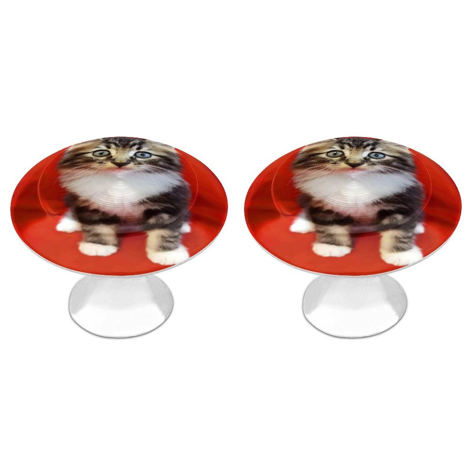 FekiLoot Cat Cabinet Knobs 2 Pack Stainless Steel Round Dresser Drawer Knobs Kitchen Drawer Hardware Dresser Knob Closet Door Pulls Cabinet Handles for Cupboard Drawer Pulls
