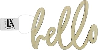 Leisure Arts Unfinished Wood Words - 5.5" x 4" - Hello Wood Cutout - Word Cutouts for Crafts - Wooden Words for Crafts - Wooden Cut Out Letters - Laser Cut Words - Medium Size