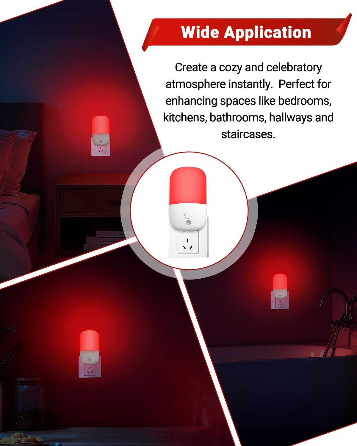 670nm Red Night Lights with Retractable Plug 2 Pack - 0 5W Red Light Night Light with Dusk — view 7