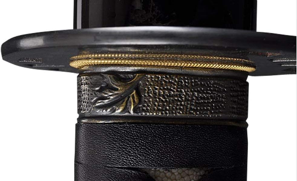 Japanese Samurai Katana Kill Bill Bill Sword, Battle Ready, Hand Forged, 1045 Carbon Steel, Heat Tempered, Full Tang, Sharp, Black Leather Ito Handle, Devil Head Engraving on Blade
