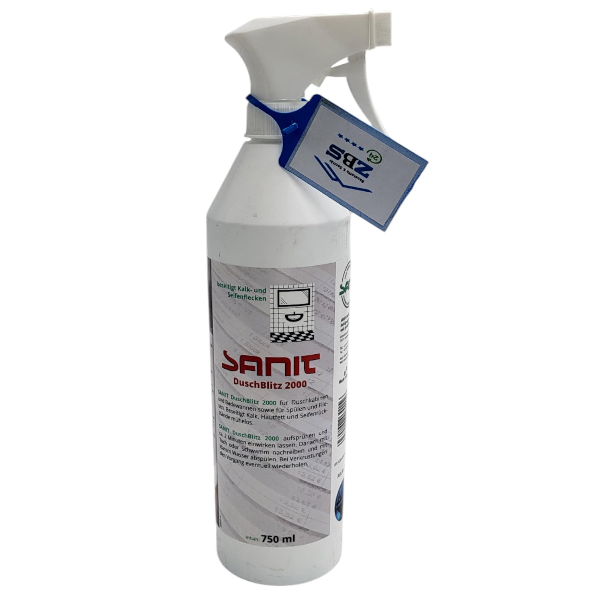 Sanitärshop Baustoffe & Sanitär Set: 3 x Sanit Duschblitz 2000 750ml + gratis Latex Handschuhe - Kalk, Hautfett und Seifenrückstände auf Duschkabinen, Fliesen und Wannen (3)