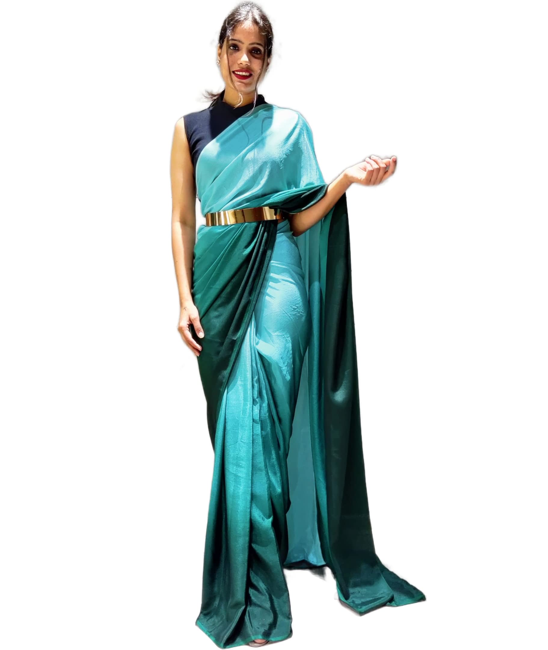 SidhidataWomen's Chiffon Georgette Ready To Wear saree With Unstitched Blouse Piece