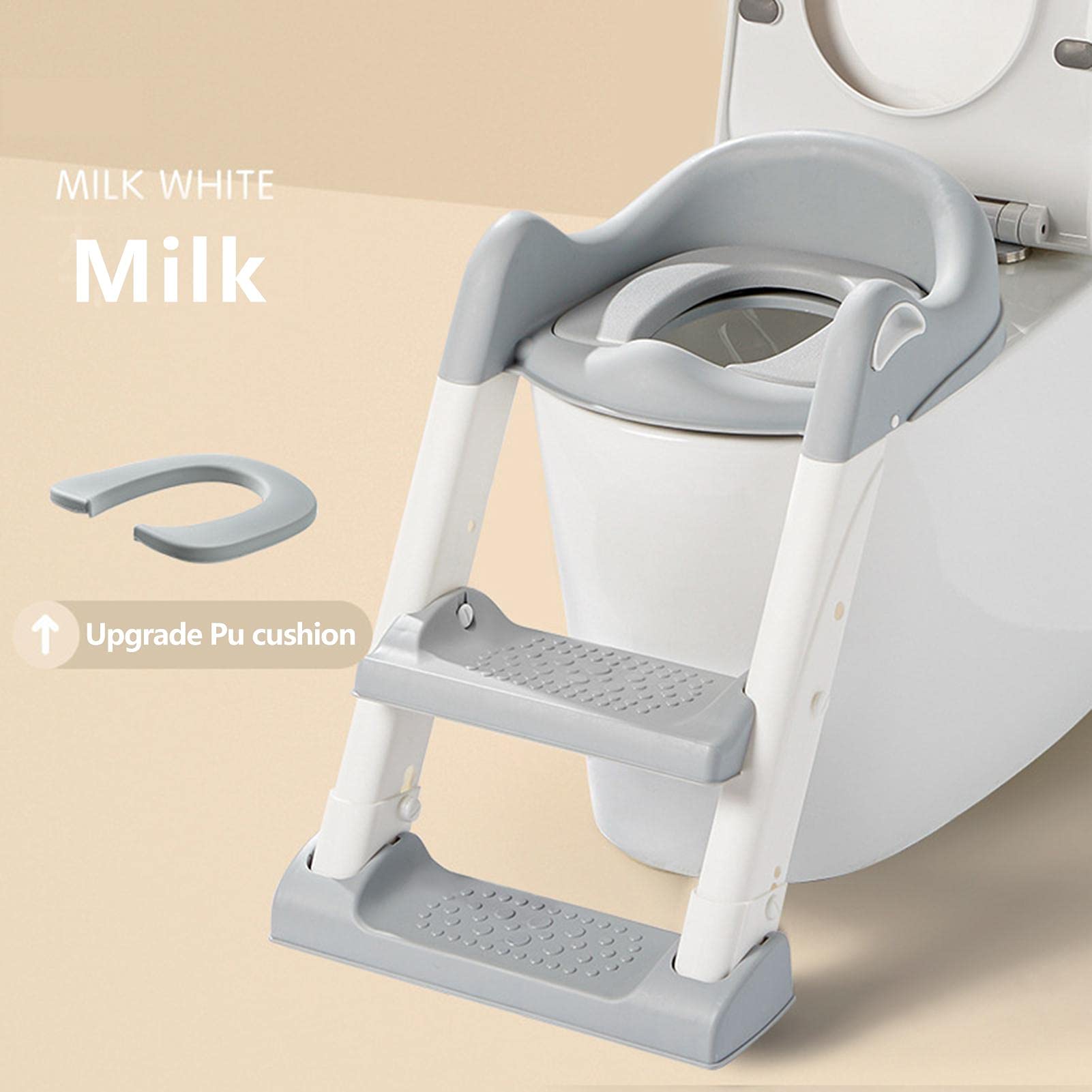 Réducteurs De Toilettes, Toilettes pour Enfants D'escalier, Siège Toilette Enfant avec Escalier, Pliable, Échelle Marches, Gris