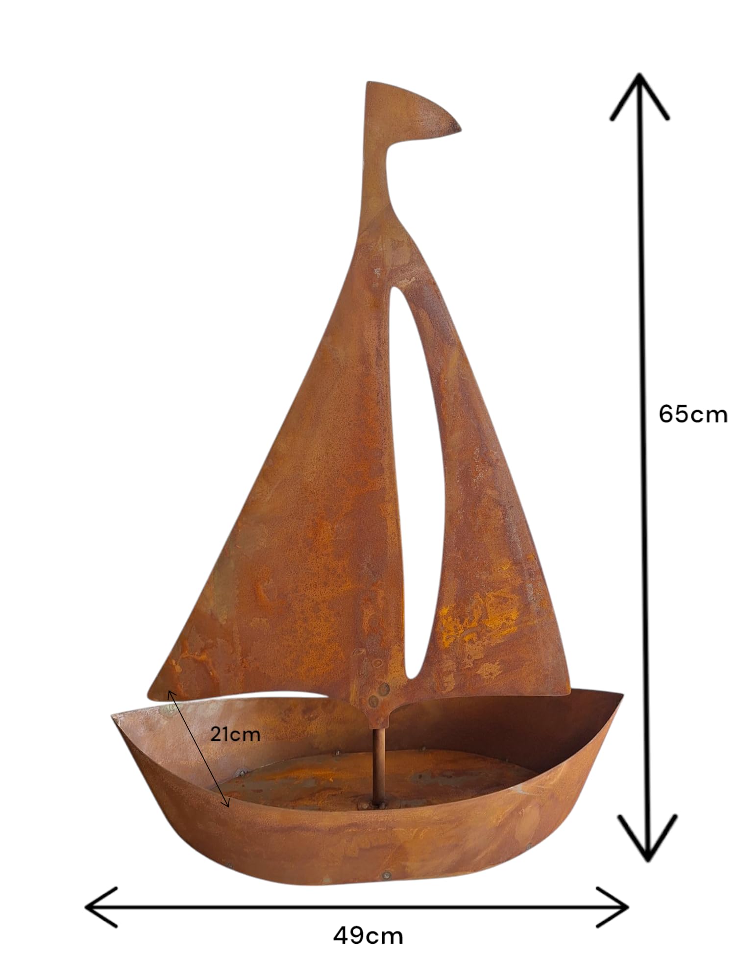 Bateau Patiné Pour La Plantation, Décoration De Jardin, 65 Cm De Haut / 54 Cm De Long, Décoration De Jardin Rouillée, Bassin, Pêcheur, Bol De Plantation - France