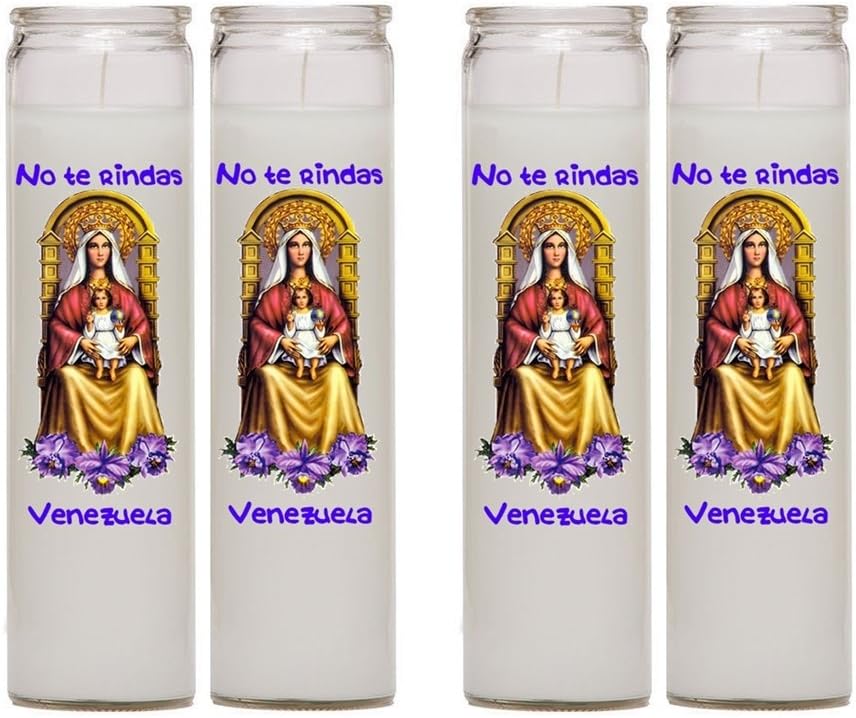 Gifts by Lulee, LLC Nuestra Senora de Coromoto Patrona de Venezuela Set de 4 Veladoras Venezuela NO TE RINDAS