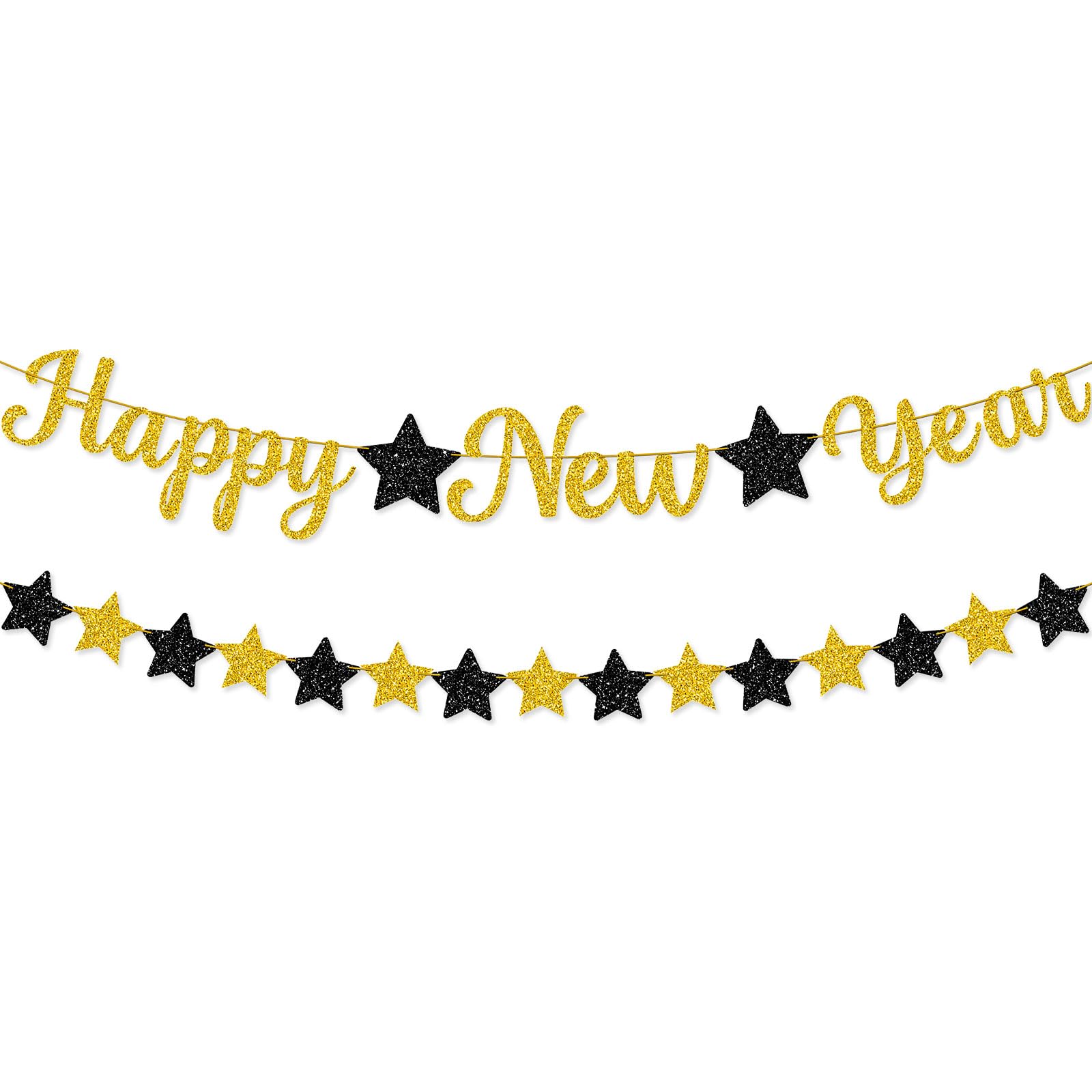 Happy New Year Banner for New Years Eve Decorations 2026,Eve Bunting wtih Glitter Star Sign Hanging Accessoriesfor Party Hanging Oranment,Nye Backdrop for Party Supplies and Photo Booth Props