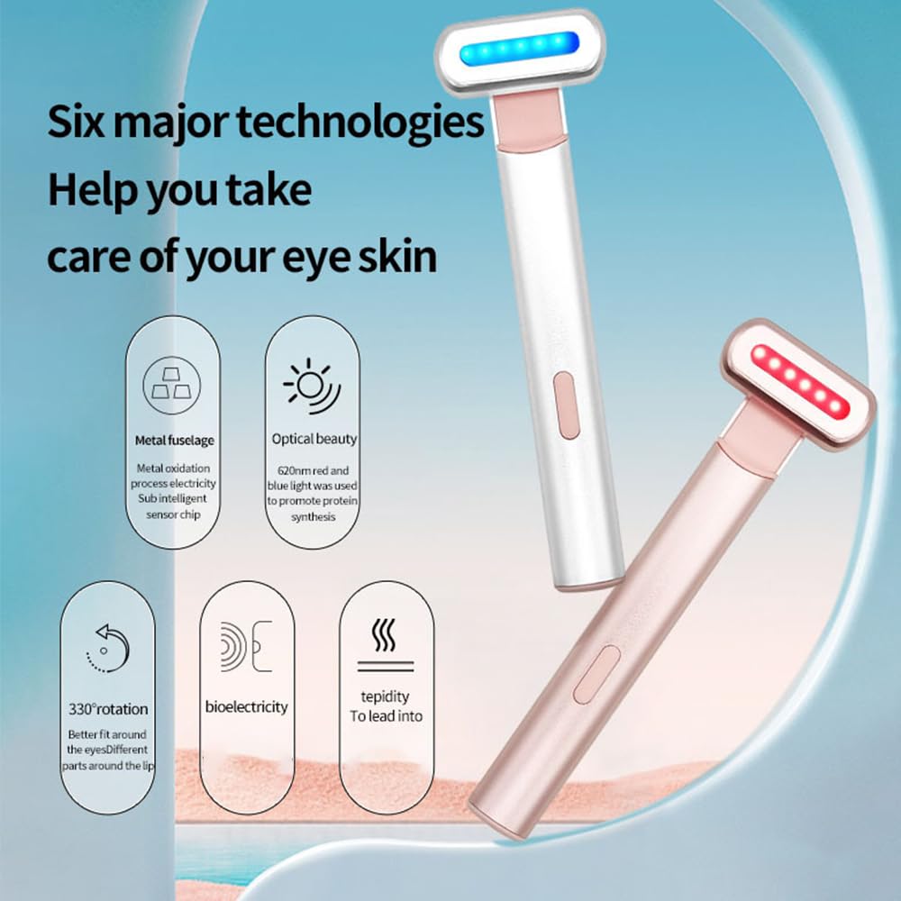 Nuvaskin Anti Cernes Appareil - Soin Integral du Regard :Stylo & Serum Activateur, Rajeunissement Cutané Par Lumière Rouge Et Bleue, Technologie de Micro-vibrations, Ergonomique et Portable (Argent)
