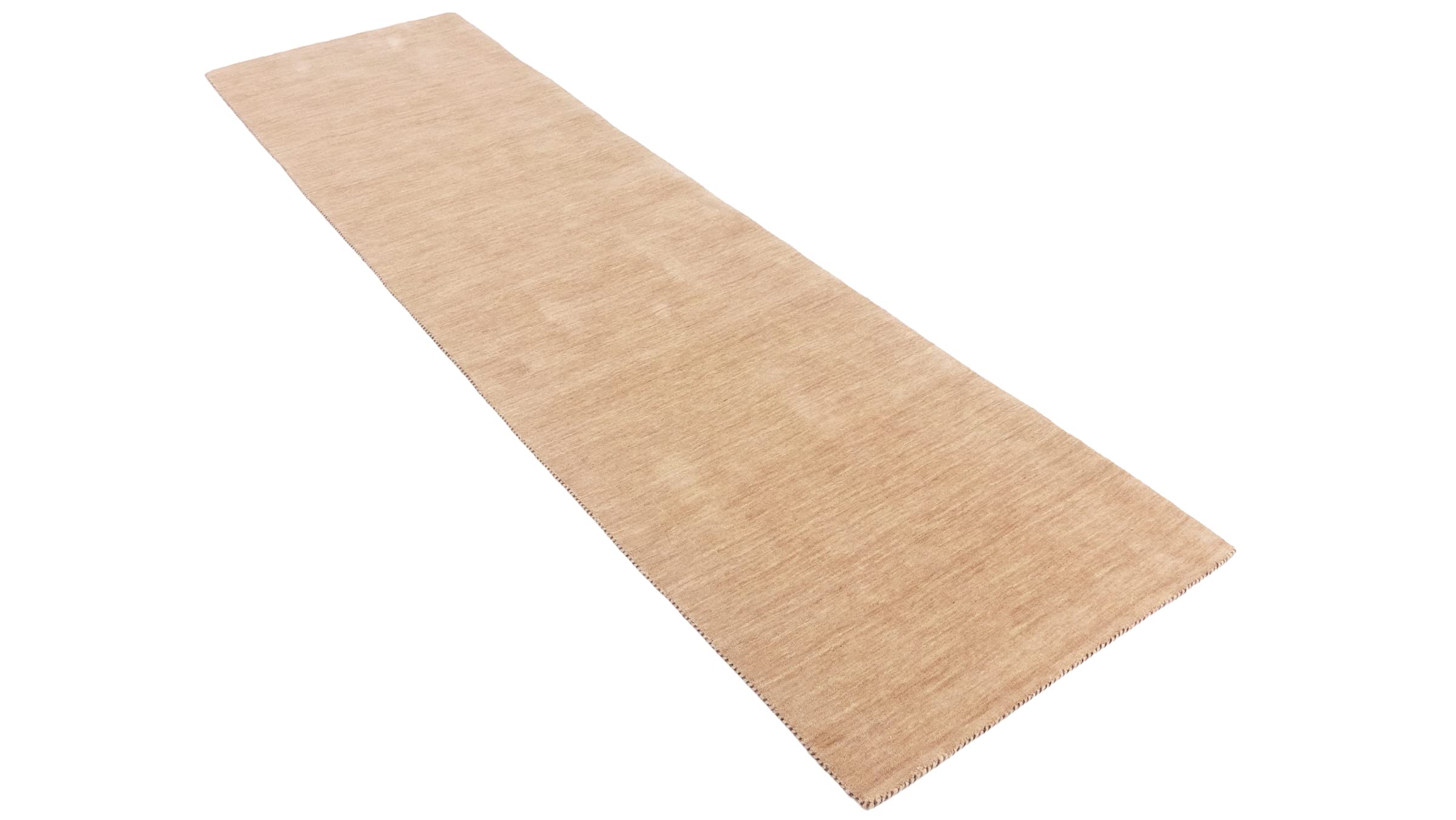 Gabbeh Uni Tapis en laine tissé à la main Beige uni 80 x 200 cm