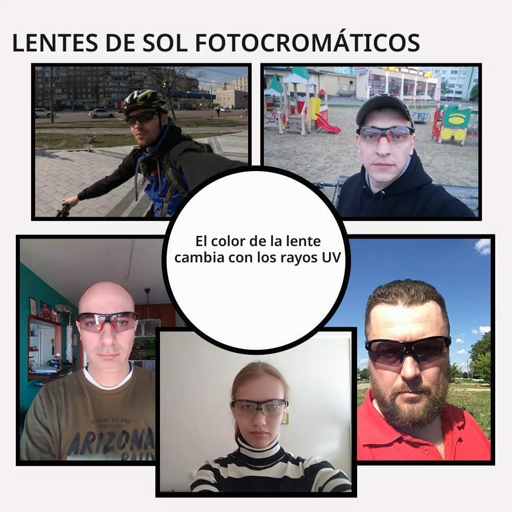 ROCKBROS Gafas Ciclismo Fotocromáticas para Hombre Mujer, Gafas Deportivas Transparentes para Bicicleta MTB Running Deportes al Aire Libre, Accesorios de Ciclismo
