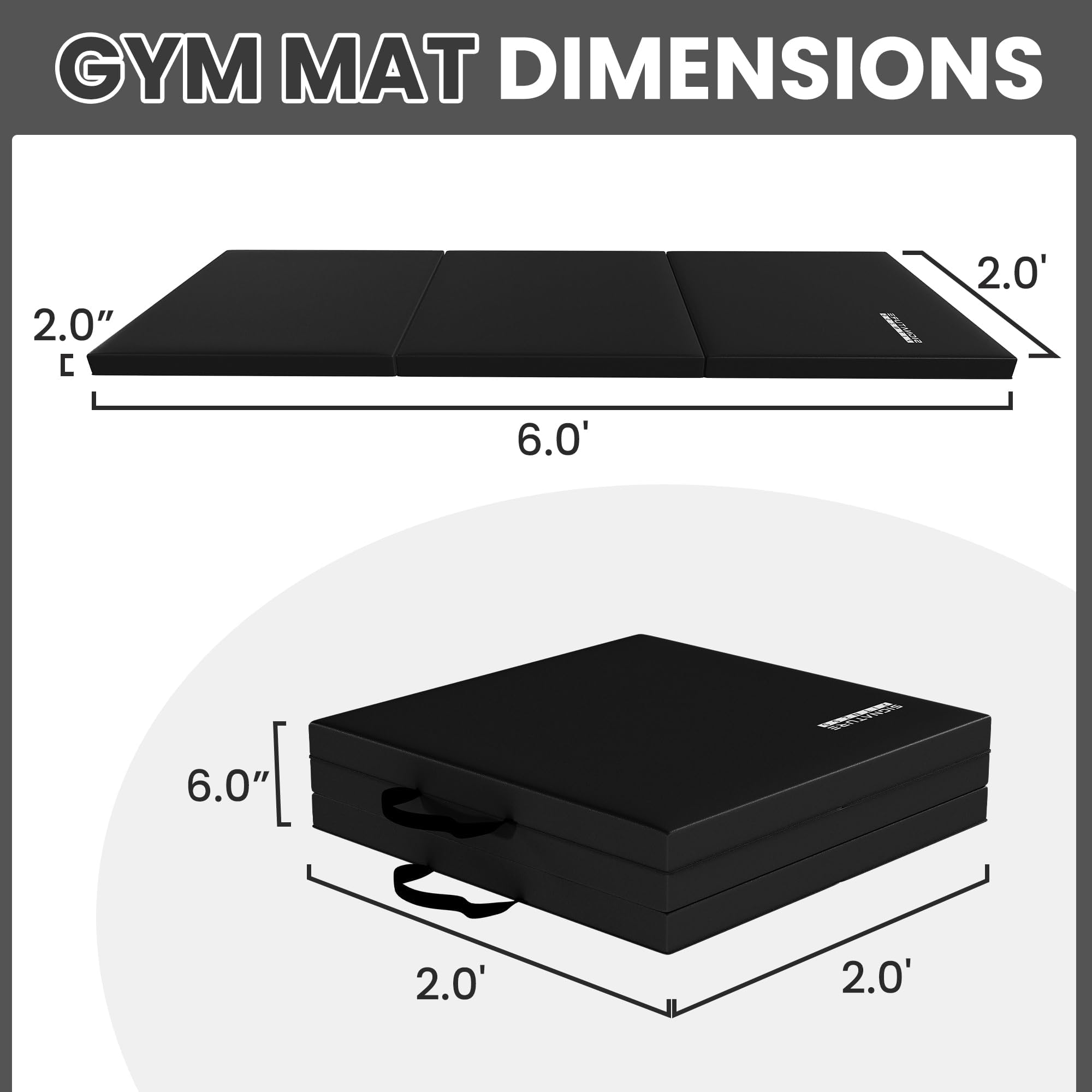 Fitvids Folding Exercise Gymnastics Mat for Tumbling, 2'x6'x2" Gym Workout Mat with Carrying Handles High-Density Anti-Tear Portable Fitness Aerobics Mats for Home Gym Yoga Pilates MMA Core Training, Multiple Colors