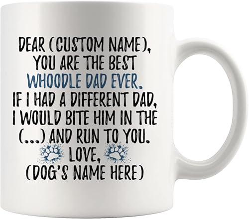Whoodle - Taza personalizada para papá de perro, Whoodle para hombre, taza Whoodle Dog Daddy, terrier de trigo de raza cruzada y caniche, regalo