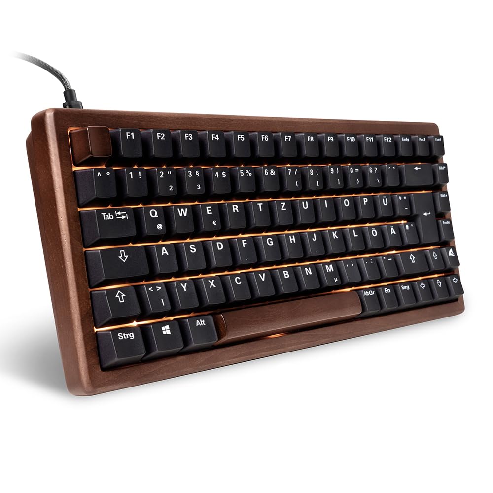 Sharkoon Skiller SGk50 S3 Wood, PBT, RGB Gaming Keyboard, 75% German Layout