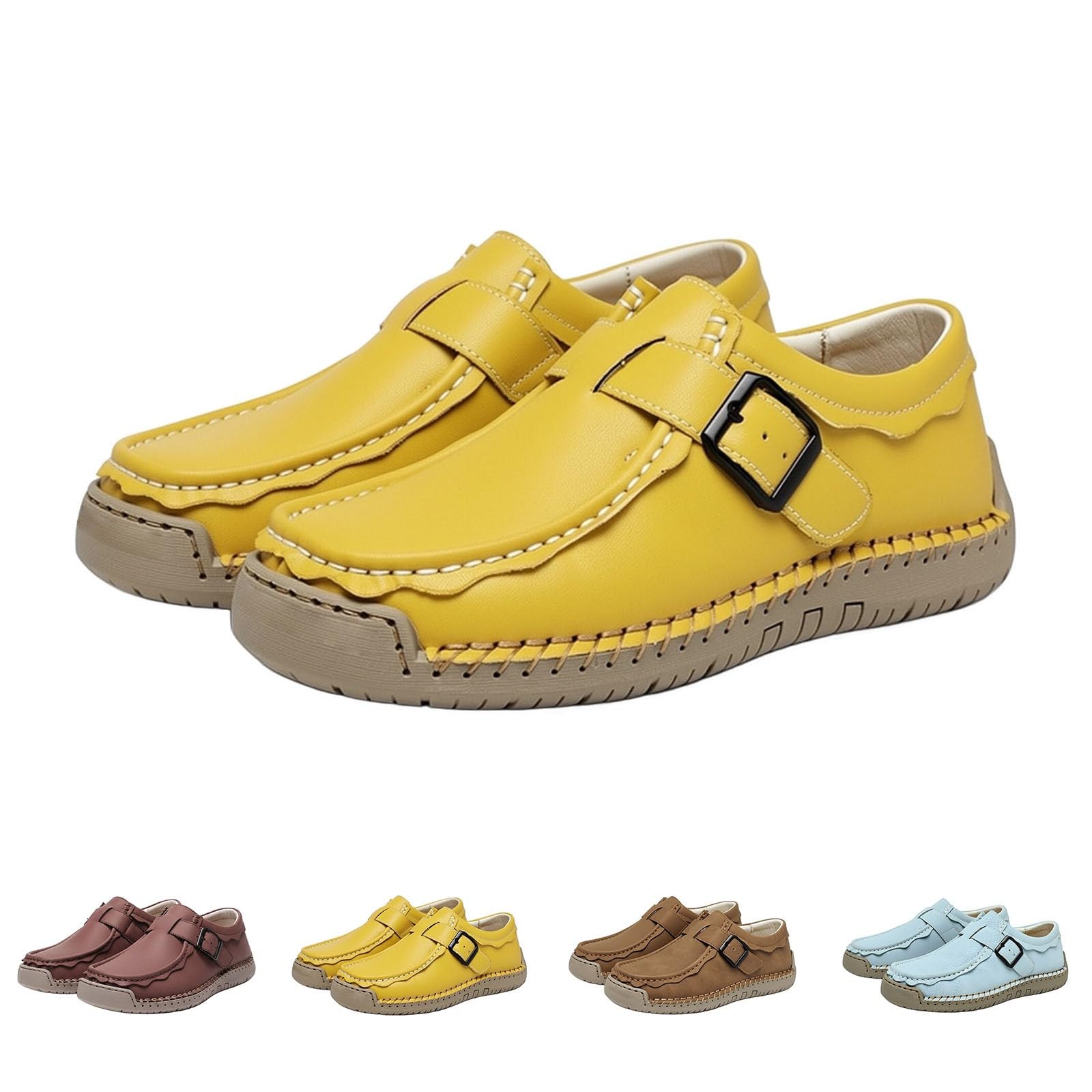 Generisch Slip In Sneaker Damen Sommer Slipper Leder Flachschuhe
