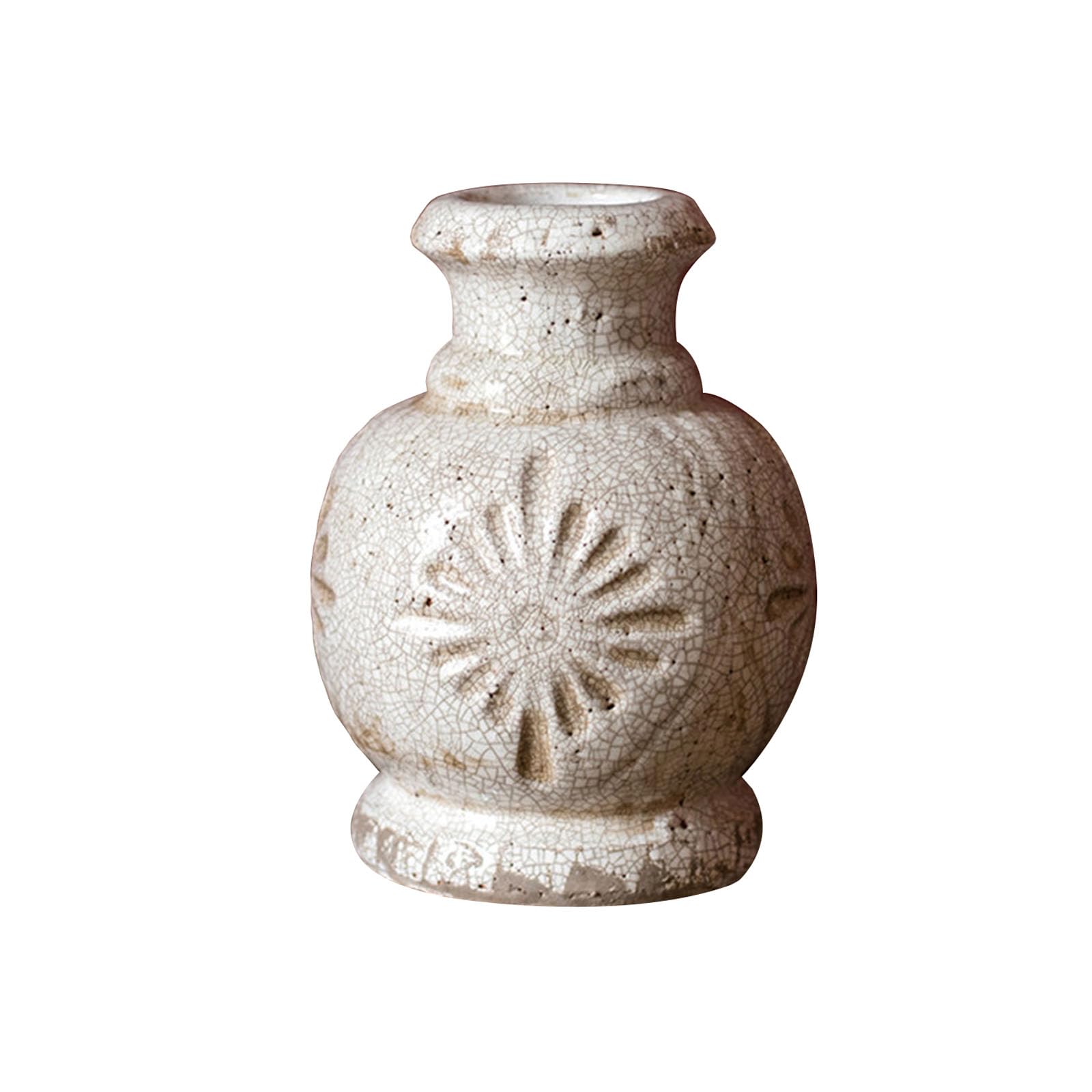 Bohemian Style Vase, Vintage Dried Flower Vase, Ornaments for Living Room, Study Room, Coffee Shop, Table, Entrance Hall, Rough Ceramics(Size:17 * 17 * 23CM,Color:C)
