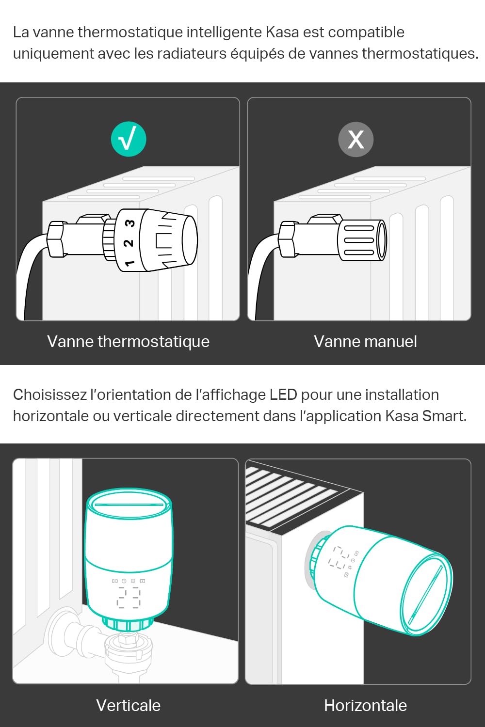 TP-Link Kasa Thermostat Connecté Matter, Compatible avec HomeKit, Alexa et Google Assistant, Réduisez Vos factures et contrôlez Le Chauffage à Distance Via l'application, KE100 KIT