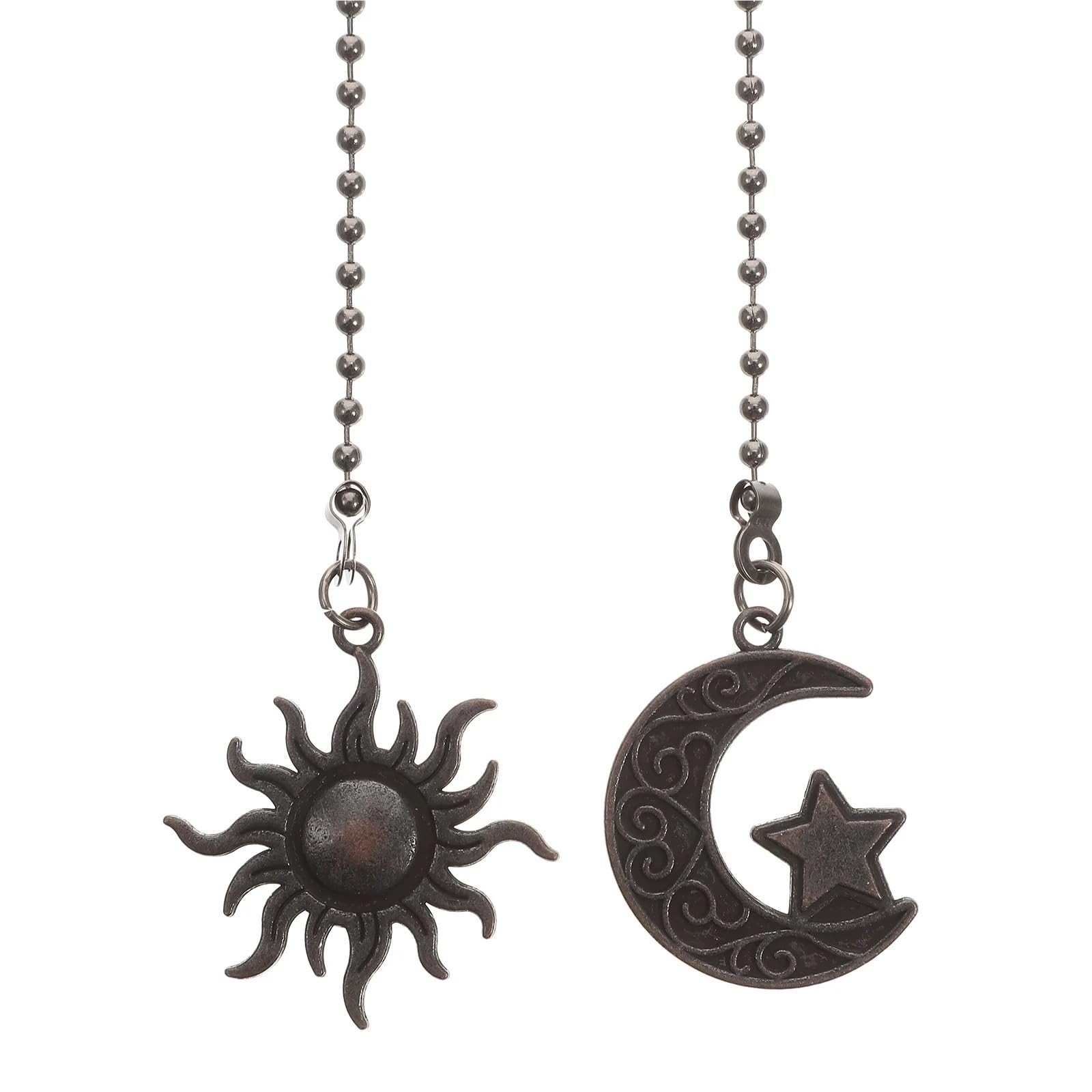 Gwyzax Fan Pulls for Ceiling Fans 6 Packs Vintage Ceiling Fan Pull Chain Extension with Moon Sun Charms