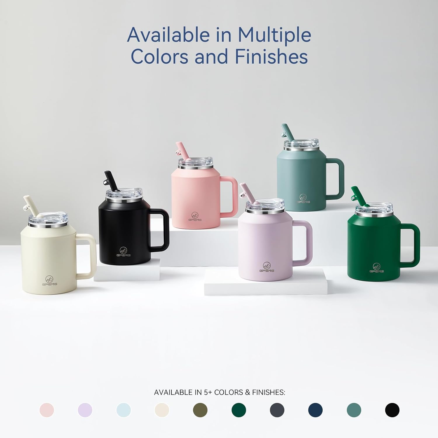 Gpeng 30/40/50 oz Tumbler with Handle, Water Bottles with Straw Lid, Insulated Stainless Steel Travel Mug Cup Holder Friendly, Keep Drinks Cold or Hot for Hours (DeepBlue, 50 oz) - Image 5