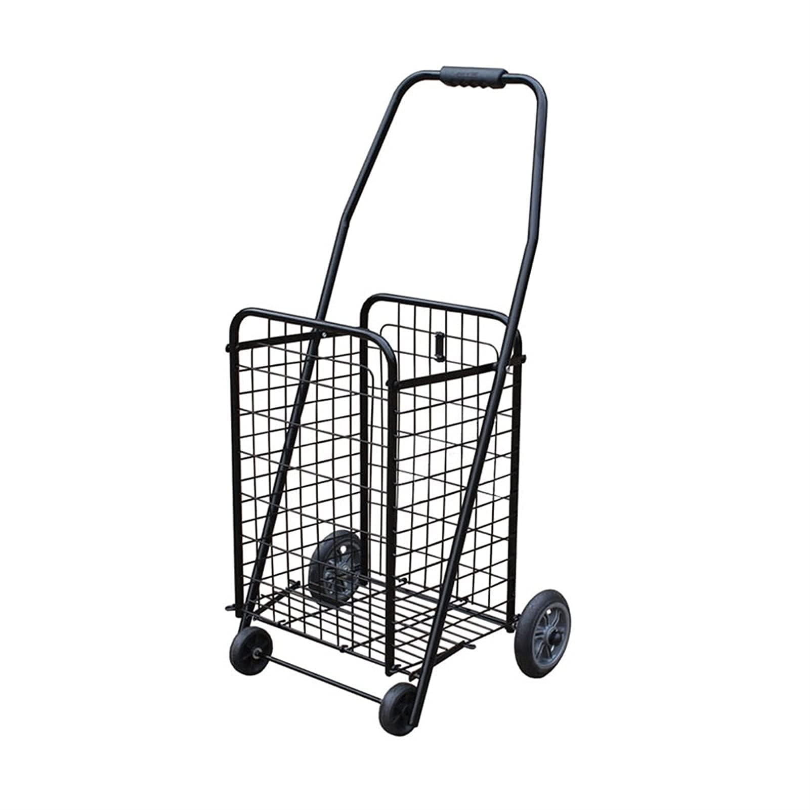 ECVVLightweight Folding Shopping Cart | Shopping Cart with Wheels for Groceries,Utility Cart Folding Cart for Convenient Storage | Trolley for Laundry,Groceries,Travel, Black