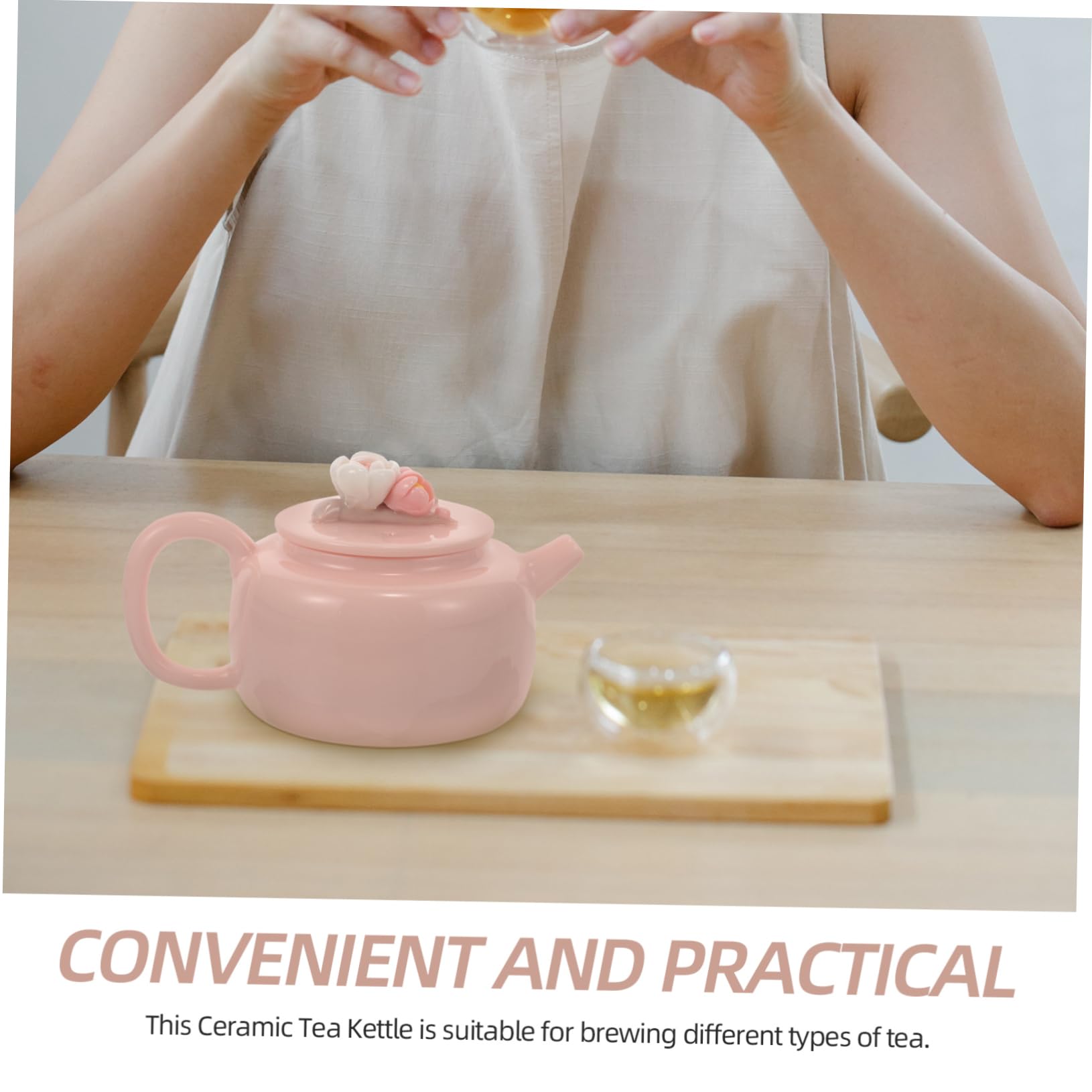 3pièces Théière Céramique Artisanale à Fleurs Pour Salon Ustensile De Service à Thé Élégant Et Pratique Pour Infuser Différents Types De Thé