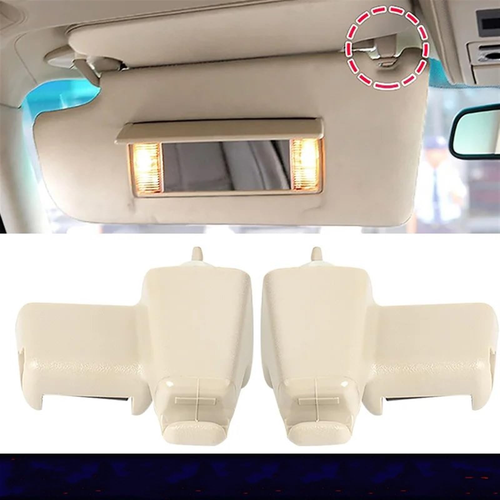 Auto Sonnenschutz EGP000050NUG Fit Für Land Für Rover L322 2003-2012 Ersatz Zubehör Auto Innen Sonnenblende Feste Schnalle Sonnenblende Befestigung Clip Polarisierte Sonnenblende(Beige,1 Paar)