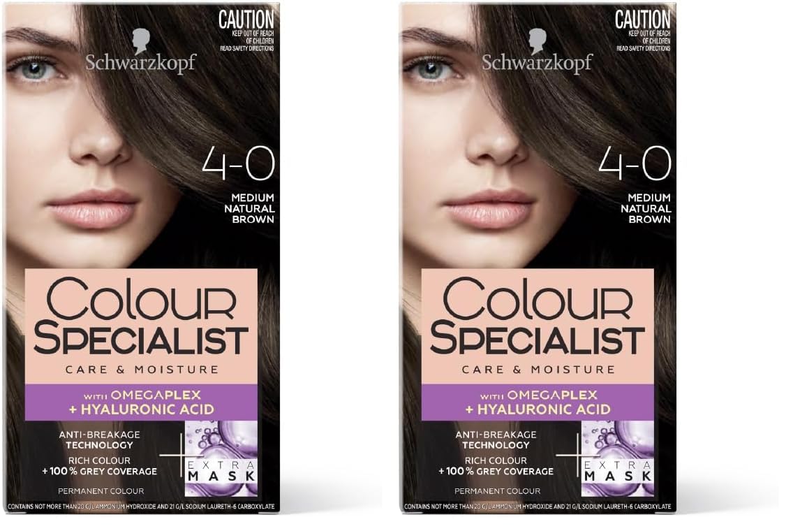 Schwarzkopf Colour Specialist Permanent Hair Colour, First At-Home Hair Colour with Omegaplex Anti-Breakage Technology, powered by Hyaluronic Acid for shinier hair, 4.0 Medium Natural Brown, 165ml-picture-39