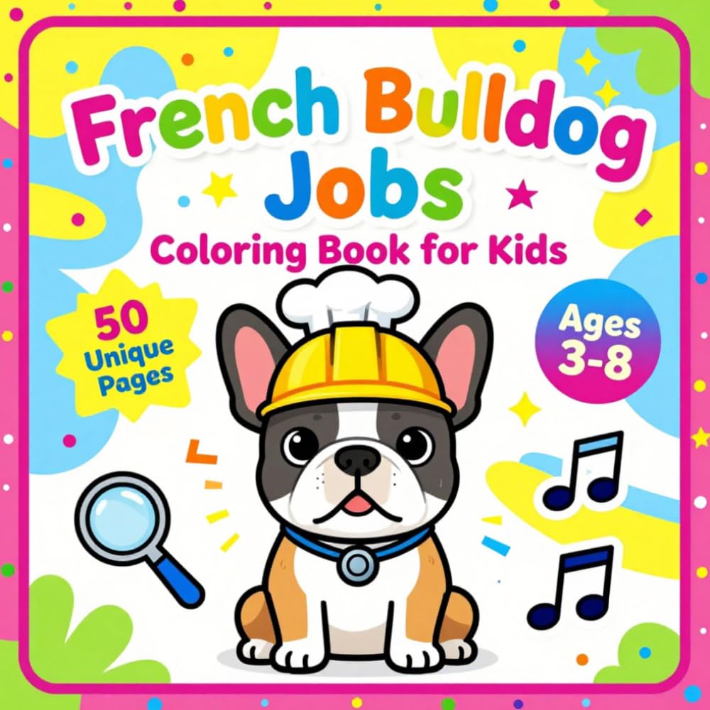 French Bulldog Occupations Coloring Book for Kids: 50 Fun Career Pages for Children Ages 3-8 | Bold Lines, Easy to Color