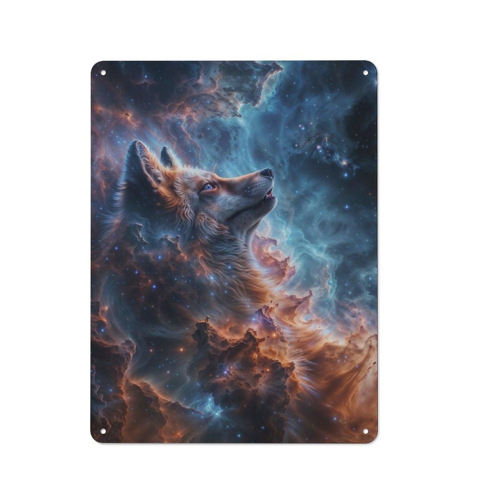 Junmoney Cosmic Nebula Fox Metal Wall Sign 40X30cm Featuring For Bar Or Restaurant, For Restaurant Interior Fans