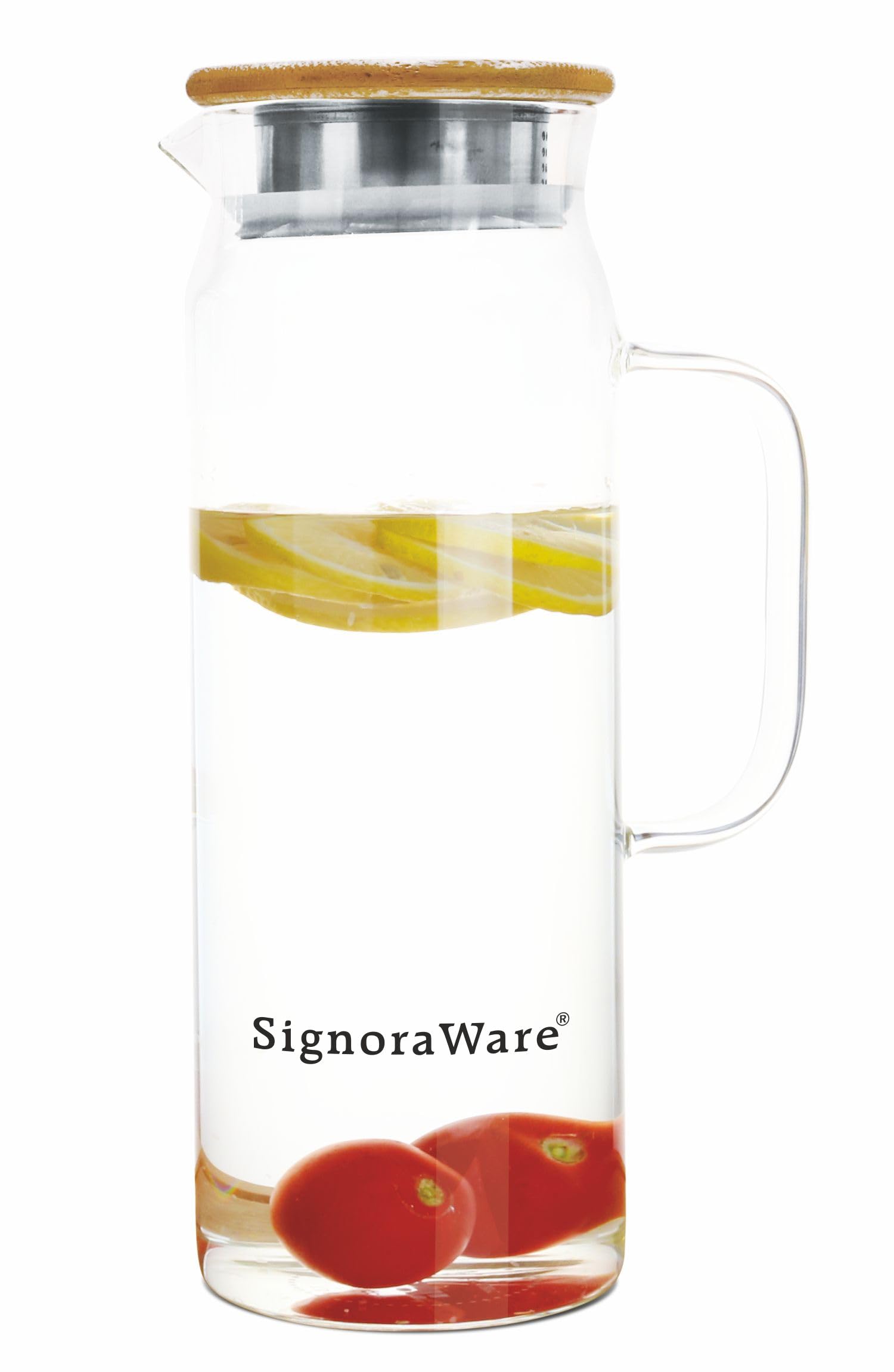 SignoraWare Victoria Borosilicate Glass Jug with Bamboo lid|1500ml|Refrigerator,Microwave&Dishwasher Safe|Heat Resistant|Wide Mouth for easy cleaning|Strong Handle|Ideal for everyday use|Clear (B08BX6N7JN) Amazon Price History, Amazon Price Tracker
