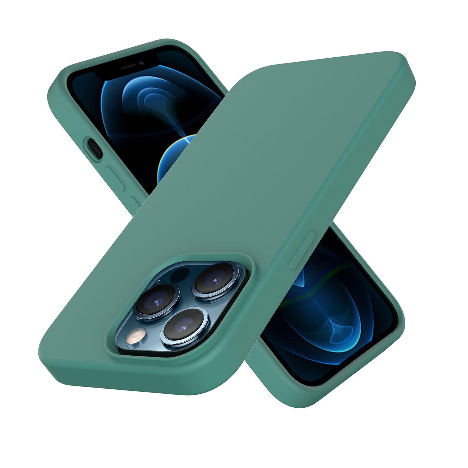 Etui do iPhone'a 14/14 Pro/14 Plus/14 Pro Max, silikonowe, przezroczyste, odporne na żółknięcie, ulepszone, solidne, z odporne na wstrząsy etui, zielone, 14 Plus 16,7''