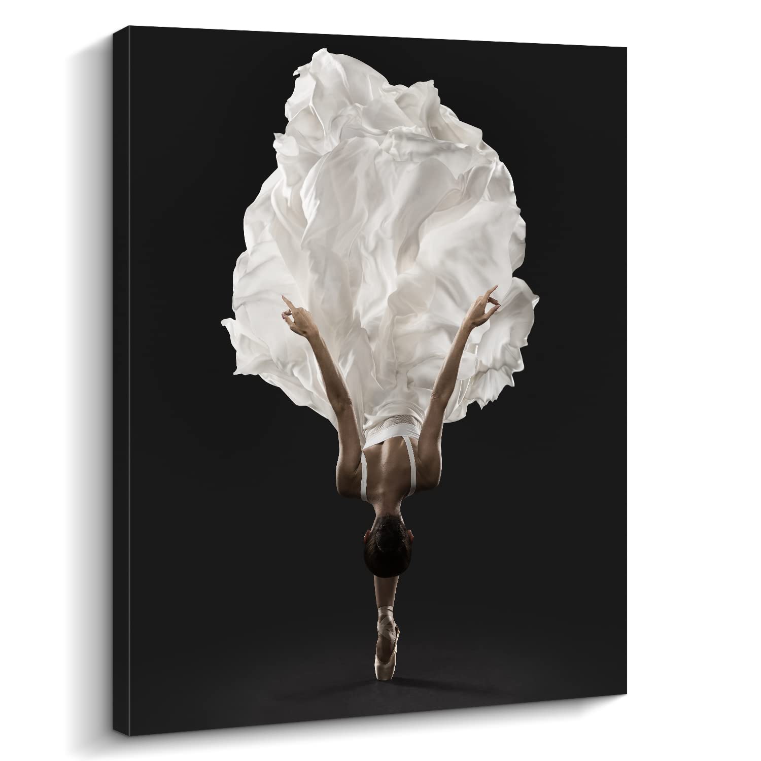 Pinetree Art Yoga Dance Room Wall Decor Black and White Ballet Dancers Poster Canvas Print Artwork for Girls Room Dance Studio Decoration (black and white, 12"x16")